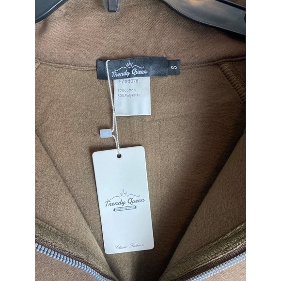 Trendy Queen Oversized Pullover Sweatshirt Brown Size Small New with Tags - Picture 6 of 8